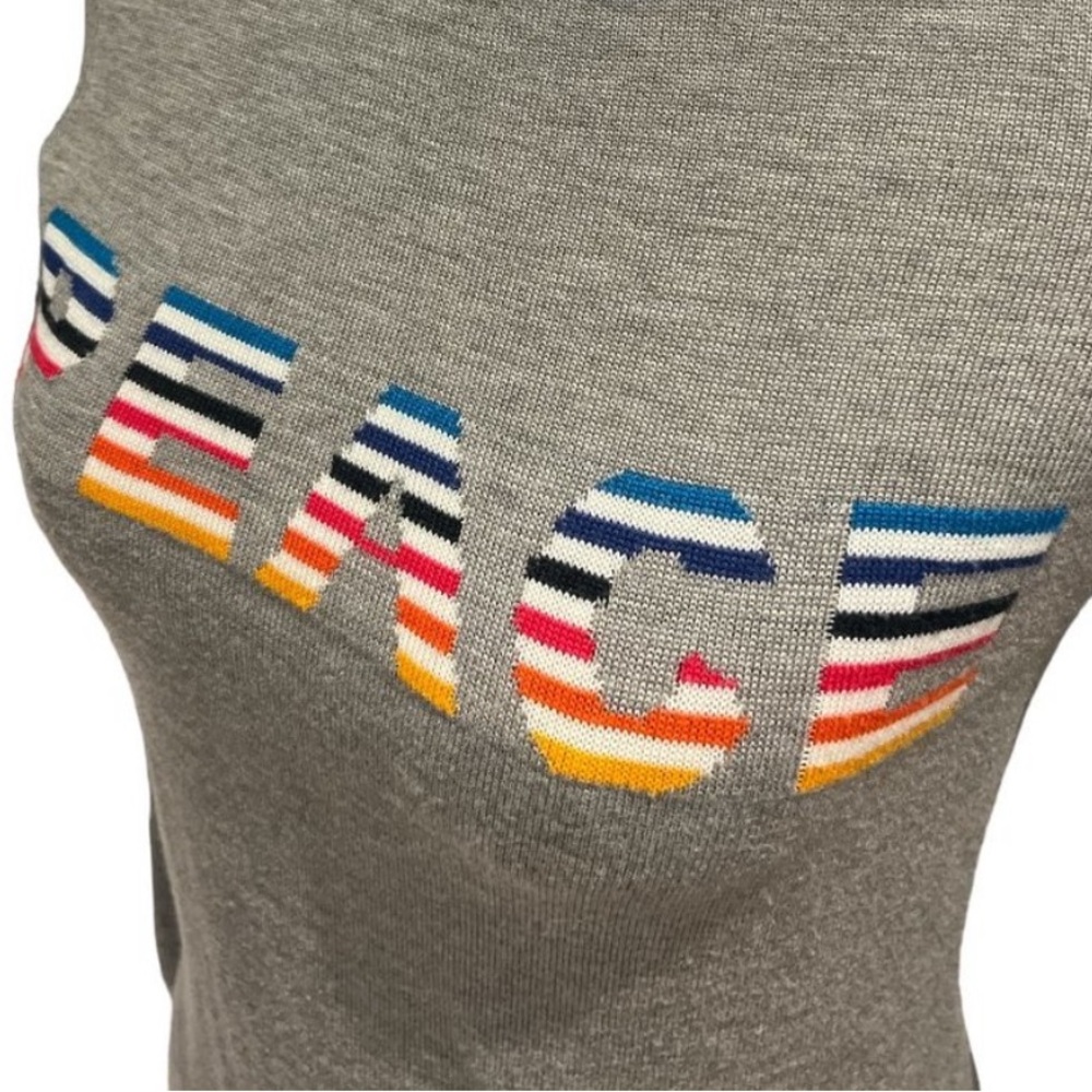 COPY- PEACE TOMMY HILFIGER Rainbow Ringer Sweater Size Small Heather Grey Knit